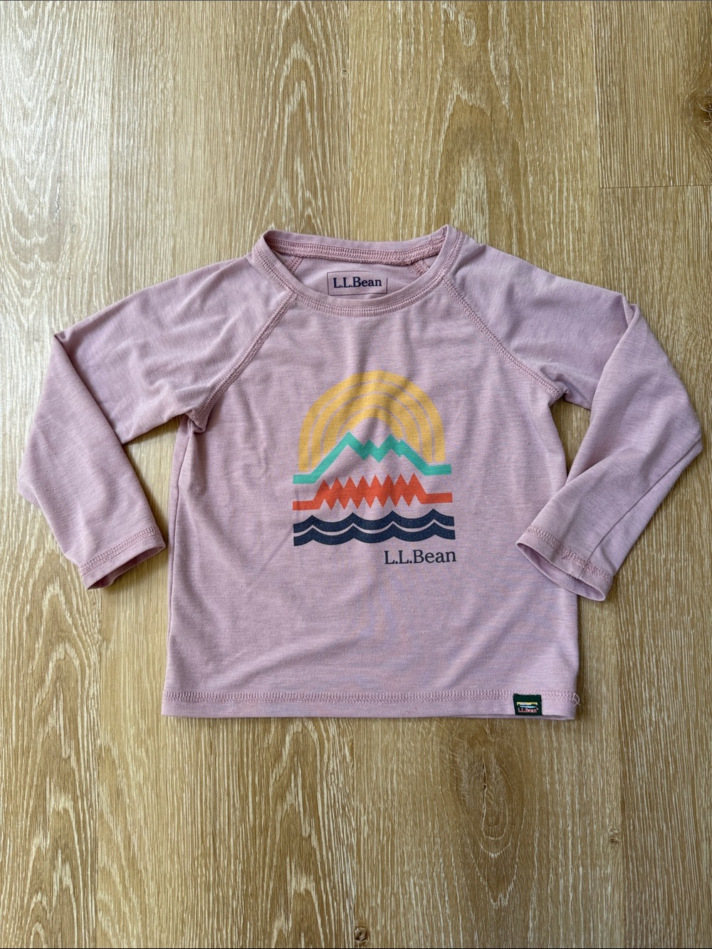L.L. Bean Long-Sleeve Tee with Colorful Mountain Graphic Size 2T